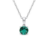 4/5 Carat (ctw) Lab-Created Emerald Solitaire Pendant Necklace in Sterling Silver with Chain